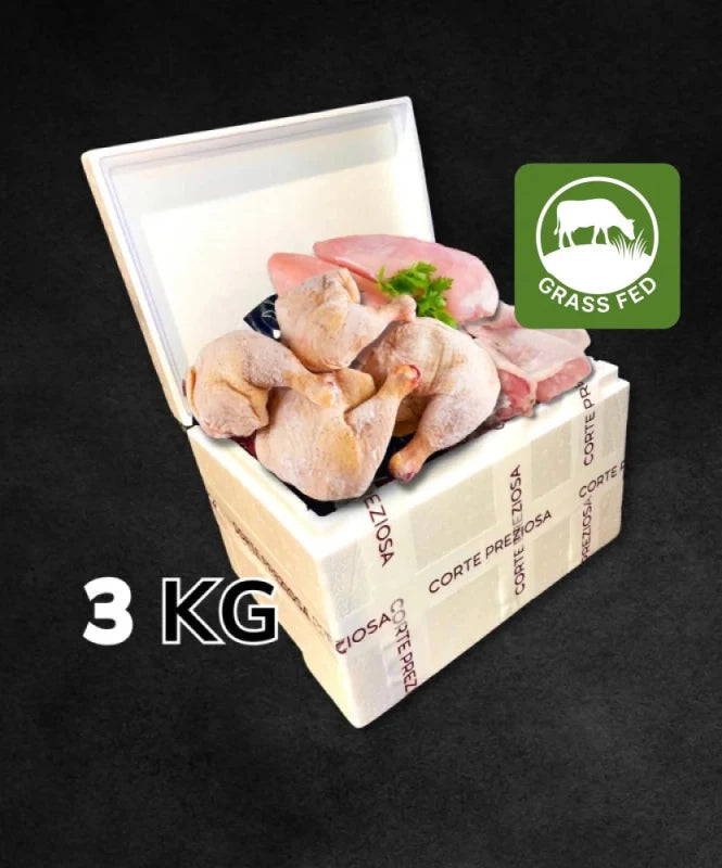 Box pollo 3 Kg - 1 Kg Cosce, 1 Kg di Petto e 1 Kg di Ali - CORTE PREZIOSA